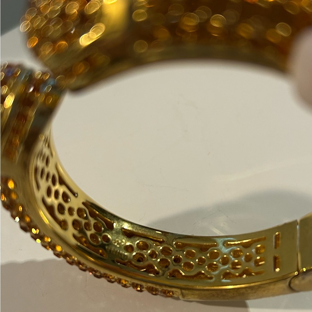 Vintage Joan Boyce Gold Tone & Orange Citrine Jeweled Bracelet - Picture 13 of 14